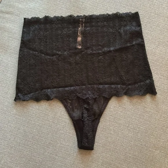 Victoria's Secret Black and Purple high rise Lace thong Panties - Picture 10 of 13